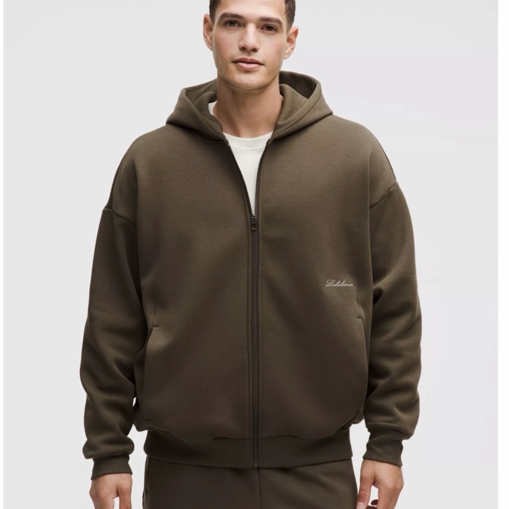 lululemon athletica M Big Cozy Zip Up Sweater in olive brown